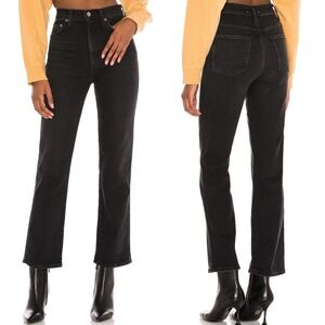 Agolde Pinch Waist High Rise Kick Flare Jeans Black Womens Size 23 Denim NEW NWT